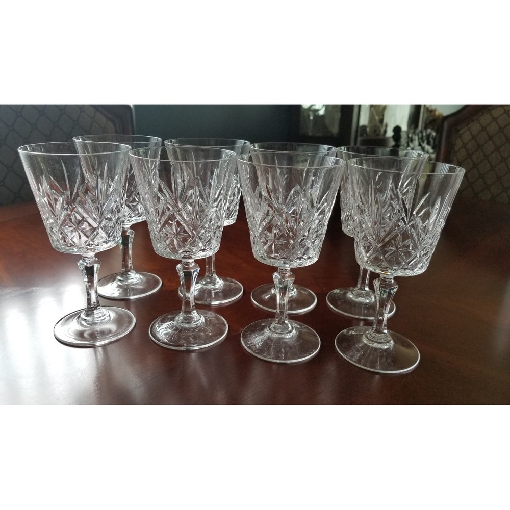 Bohemian Crystal Wine/ Cocktail Glasses - Set of 8 Glasses 5.5" tall